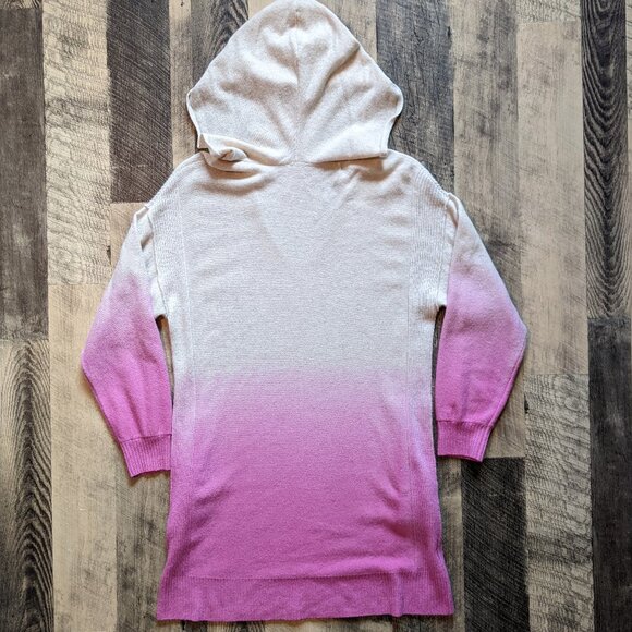 Free People Cashmere Sweater Dress Hoodie Tunic Pink Cream Ombre - Picture 2 of 7